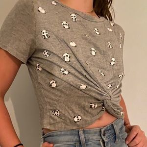 knotted panda crop top
